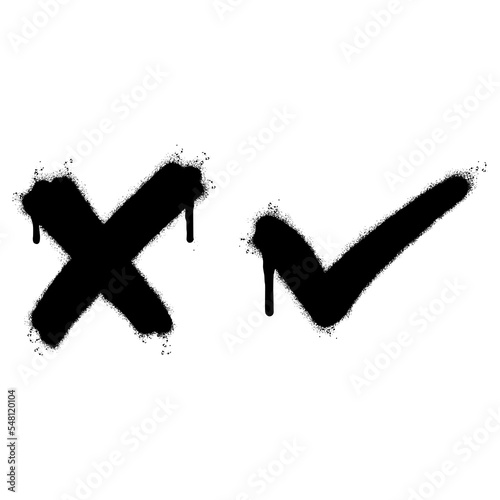 Spray Painted Graffiti Check marks Sprayed isolated with a white background. graffiti Check marks icon with over spray in black over white. Vector illustration.