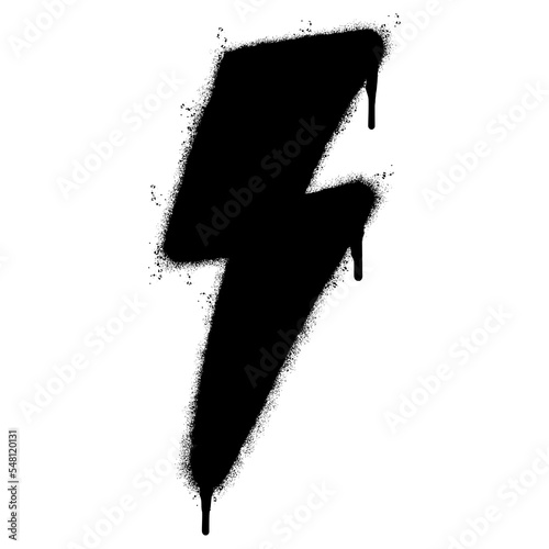 Spray Painted Graffiti electric lightning bolt symbol Sprayed isolated with a white background. graffiti electric lightning bolt icon with over spray in black over white. Vector illustration.