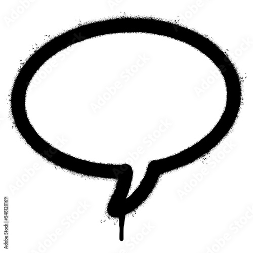 Spray Painted Graffiti Speech bubble icon Sprayed isolated with a white background. graffiti Speech bubble symbol with over spray in black over white. Vector illustration.