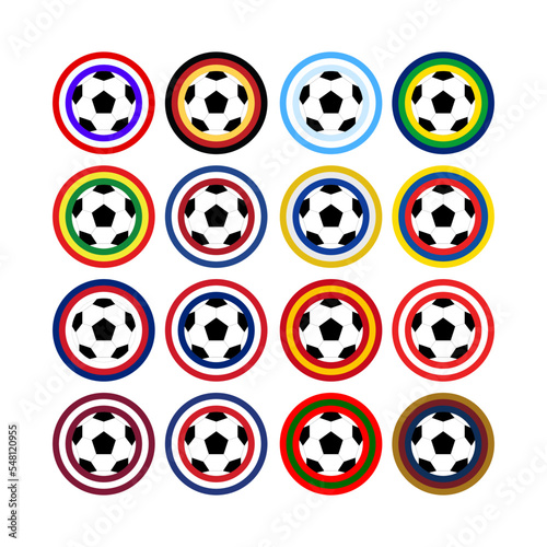 balls with various lines. red  white  blue  yellow  green. Vector illustration