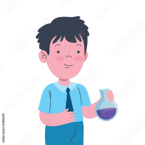 little schoolboy with tube test