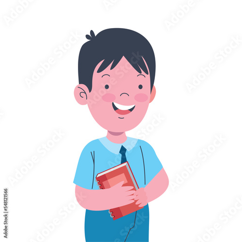 little schoolboy with book