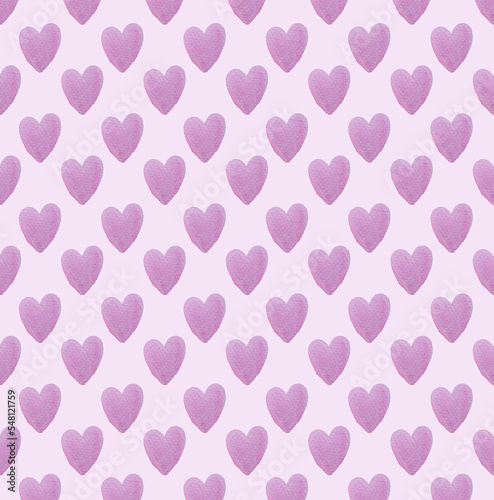 Wallpaper Mural seamless hand-painted watercolor pink hearts pattern on pink background Torontodigital.ca