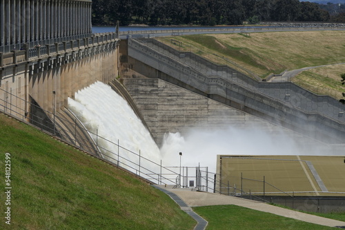 Hume Dam releasing water into the Murray River  photo