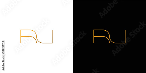Simple and modern letter RU initials logo design