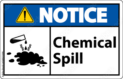 Notice Chemical Spill Sign On White Background