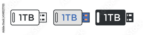 Flash drive flat icons, set usb data storage devices. Computer equipment icons