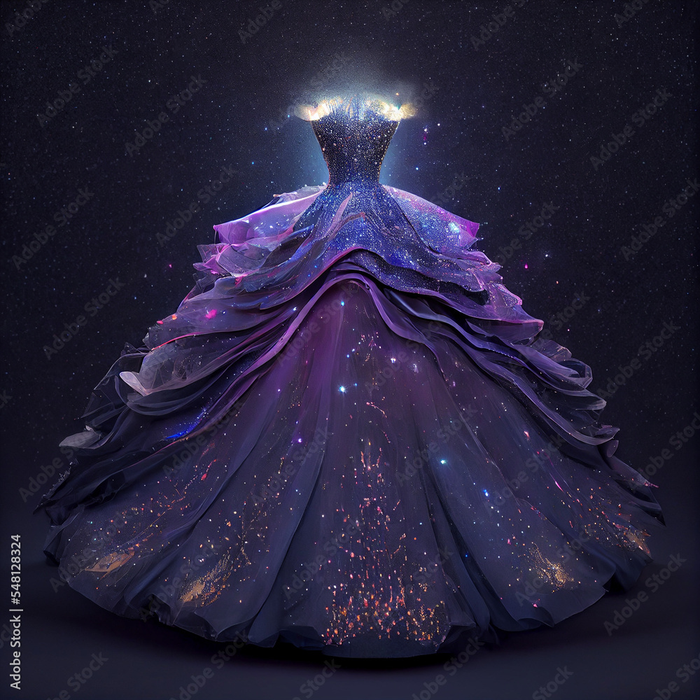 Stockillustratie Fantasy Ball Gown Inspired by The Cosmos AI