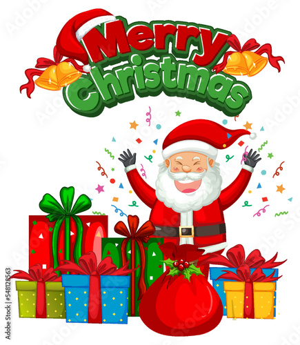 Merry Christmas text with Santa Claus