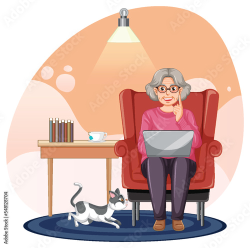 Senior woman using laptop