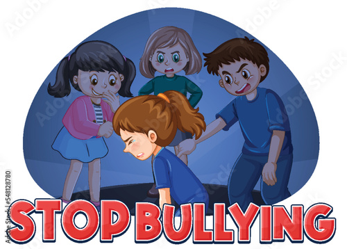 Stop Bullying text with cartoon character