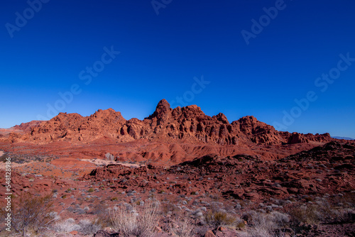 Red desert rock formation in Valley of Fire State Park, Nevada. 