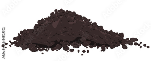 Brown pile of earth or humus isolated on white. Fertile soil icon. Design element.