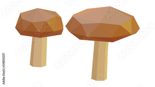 polygonal mushrooms isolated on white background, Pizza ingredients, vector illustration
