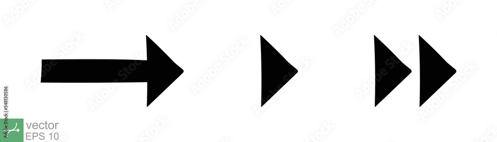Arrow vector icon collection. Right, left, up, down, different black direction sign element. Vector illustration isolated on white background. EPS 10.