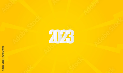 2023 and Happy new year Orange background gradient ray burst vector design