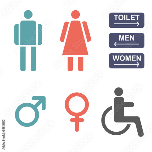 colored toilet icon on white background, colored toilet icon on a white background suitable for use as a design element in the toilet sign section