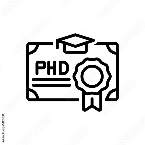 Black line icon for phd