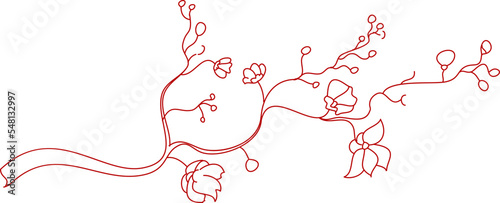 Cherry blossom set illustration for coloring book and printing isolated on white background.