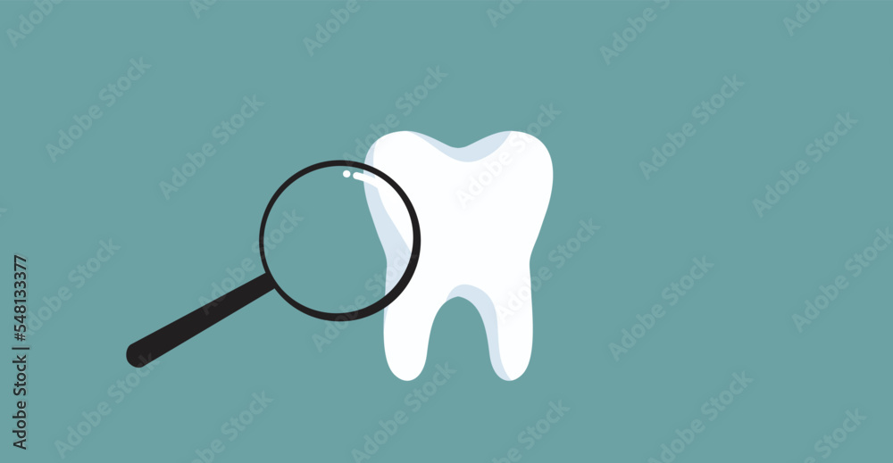 Healthy Clean White Molar tooth Being Examined with a Magnifier ...