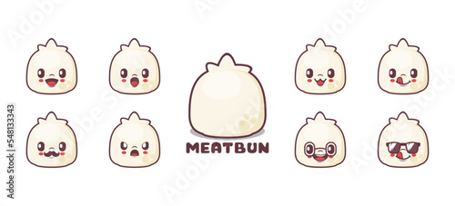 meat bun cartoon. food vector illustration