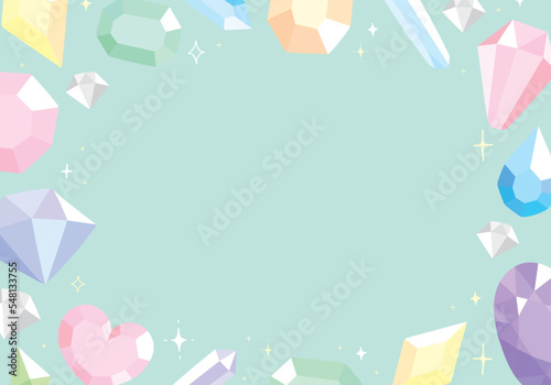 宝石の散らばったモスグリーンの背景