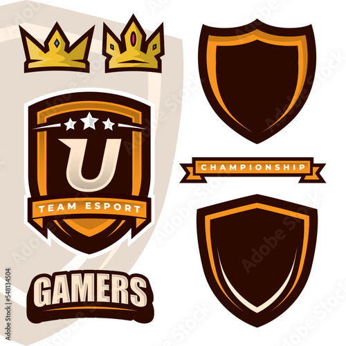 Letter U Esports Gamers Logo Template Creator for Gaming, Esport logo design element.