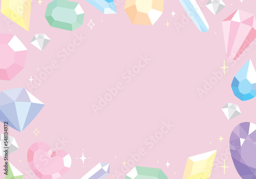 宝石の散らばったピンクの背景