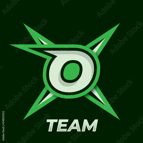 Initial O simple esport logo design element, gamer logo, star icon, sword gamer, shuriken logo