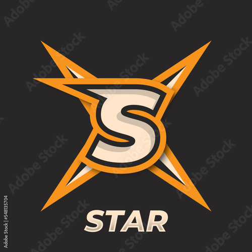 Initial S simple esport logo design element, gamer logo, star icon, sword gamer, shuriken logo