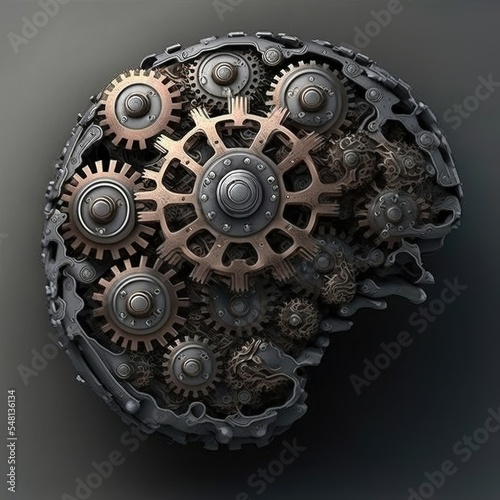 Brain Fusion Gears. Illustration about the brain. Made by AI.