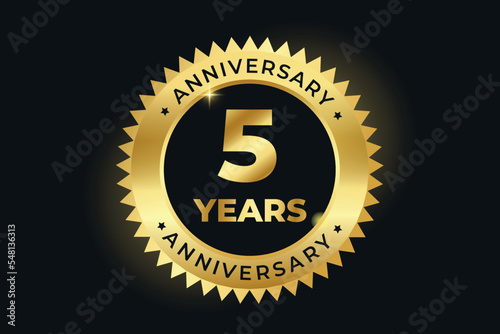 5 years golden wedding anniversary premium vector