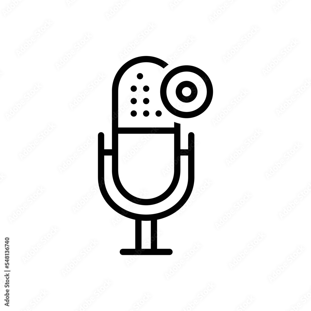 Black line icon for rec mic Black line icon for rec mic
