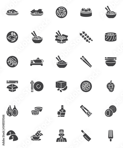 Chinese food menu vector icons set