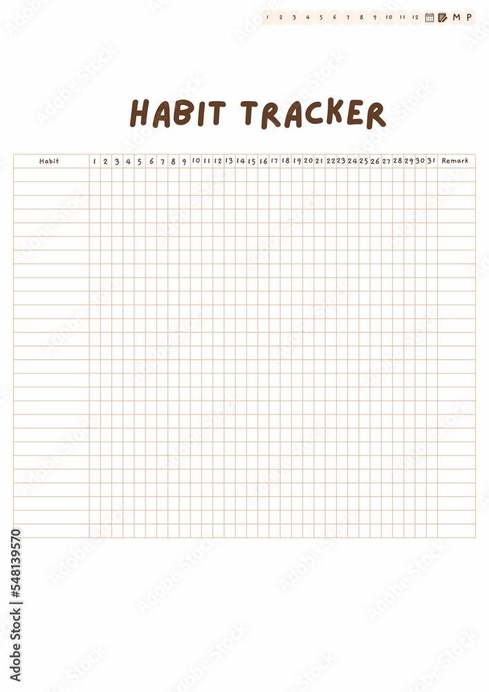 Habit tracker A4 Digital planner sheet 2023 undated planner monthly ...