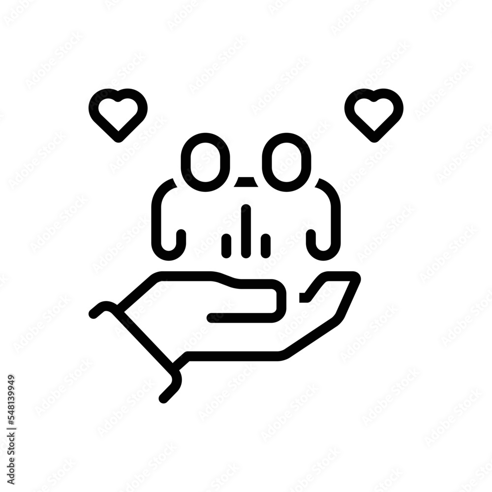 Black line icon for caring Black line icon for caring