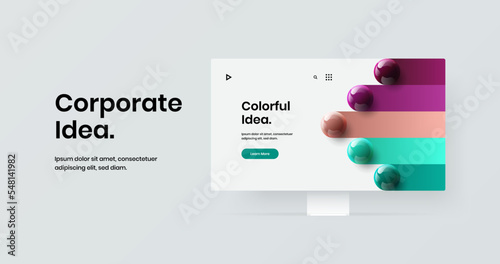 Premium web project vector design layout. Isolated monitor mockup banner illustration.