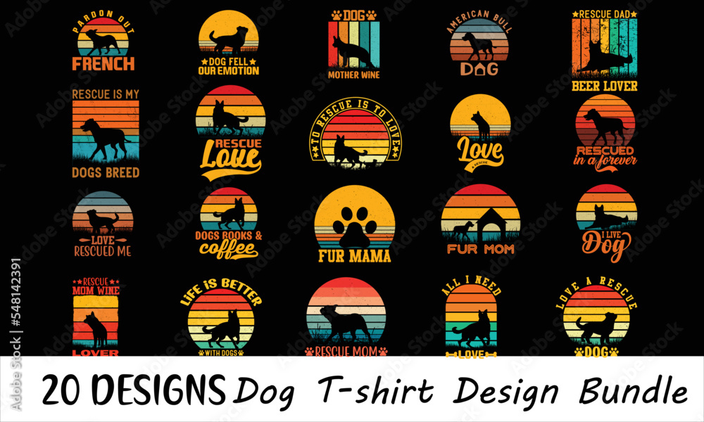 Dog T-shirt Design Bundle 