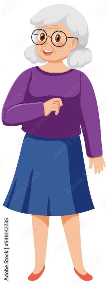 Senior woman wearing purple shirt Senior woman wearing purple shirt