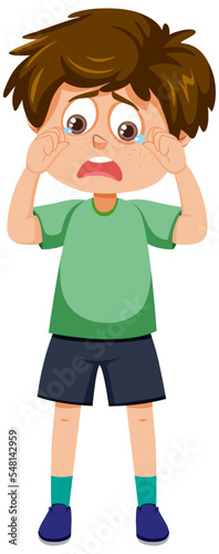A boy with crying face expression
