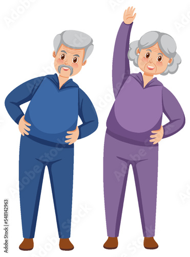 Couple senior people in exercise outfit