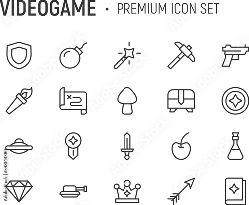 Editable vector pack of videogame line icons.