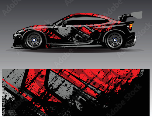 Car wrap design vector. Graphic abstract stripe racing background kit designs for wrap vehicle  race car  rally  adventure and livery