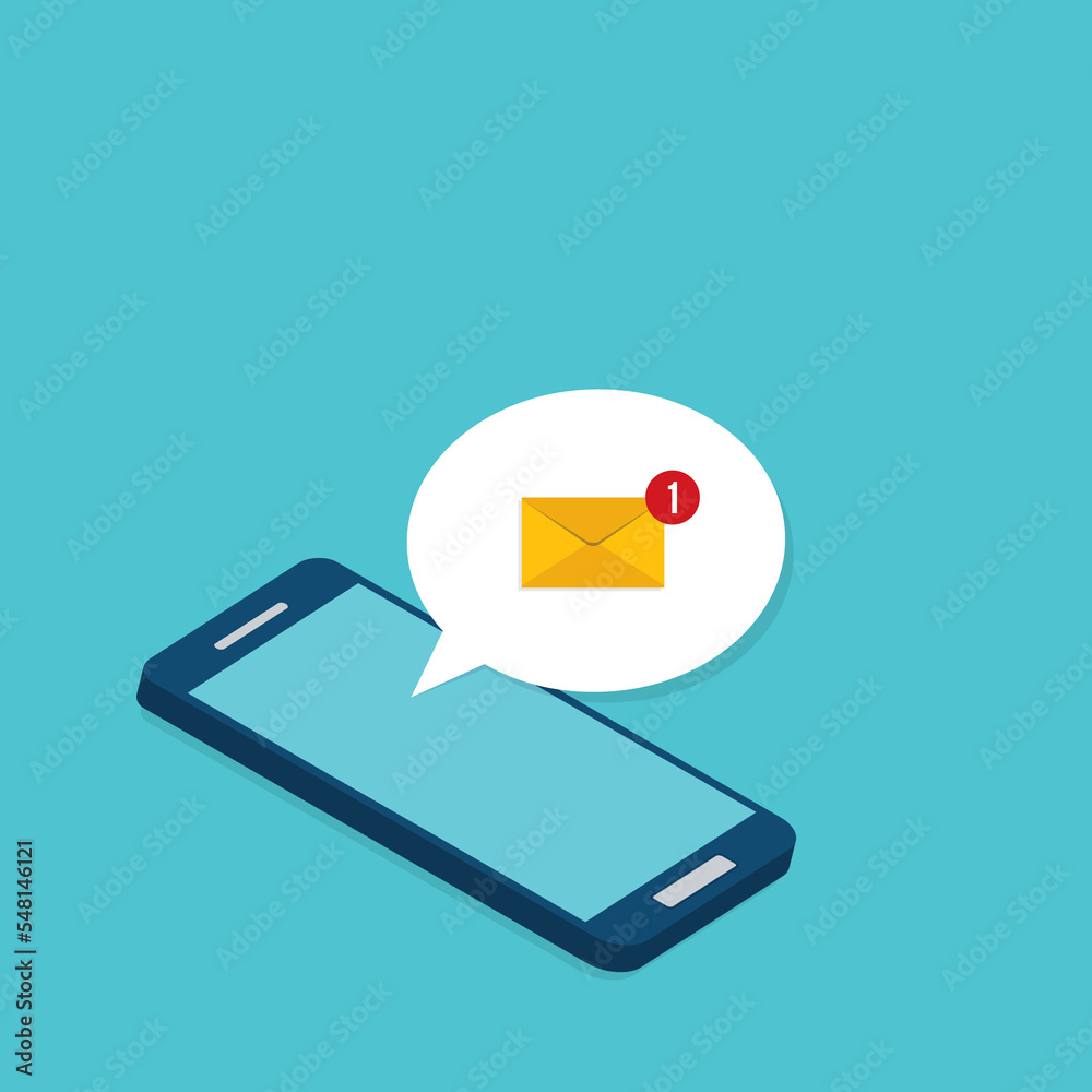 New email notification on the smartphone screen New email notification on the smartphone screen