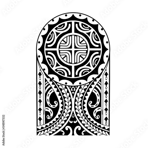 Wrap around arm polynesian tattoo design. Pattern aboriginal samoan.