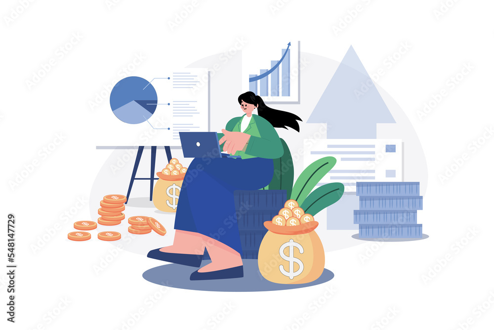 Fototapeta premium Business Financial Growth Illustration concept