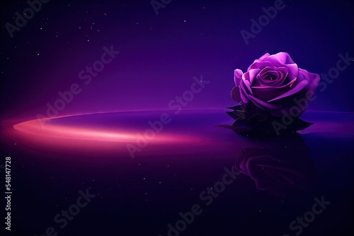 Rose flower night sky and moon light dramatic Generative AI