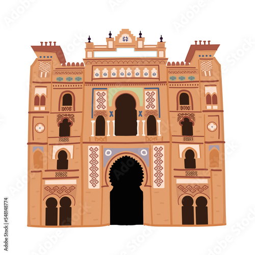 Hand drawn spanish national landmark. Plaza de Torres La Venta. Doodle