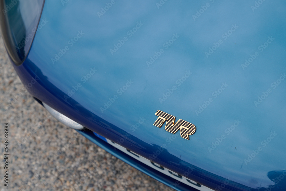 TVR logo text and brand sign British manufacturer of sport race car ...