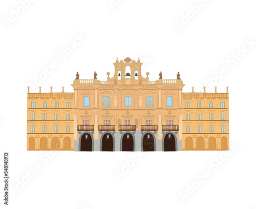 Hand drawn spanish national landmark. Plaza Mayor Salamanca.
